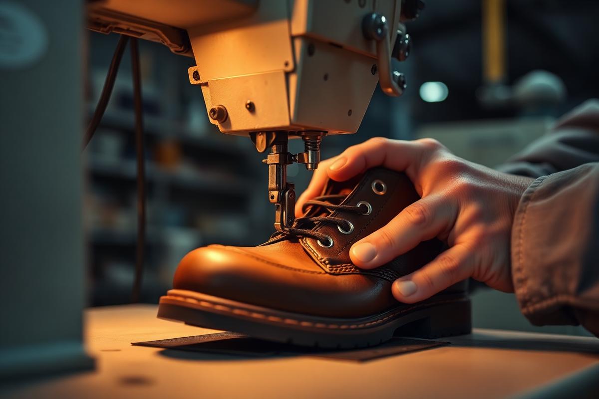 Safety footwear stitching production